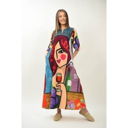 ROCHIE LUNGA CU BUZUNARE MANECA SCURTA TIP CLOPOT DIVINE TALIE UNICA Multicolora