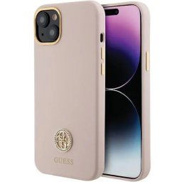 Husa Silicone Logo Strass 4G pentru iPhone 15 – roz deschis