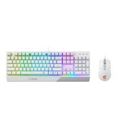 Kit Tastatura si mouse MSI VIGOR GK30 COMBO, layout UK, USB, iluminare RGB, Alb