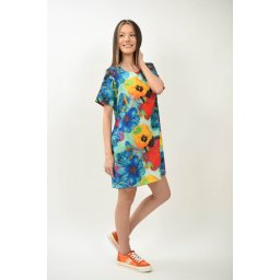 ROCHIE SCURTA CU MANECA SCURTA SPLENDIDOZZO MULTICOLORA CU FLORI TALIE UNICA Multicolora