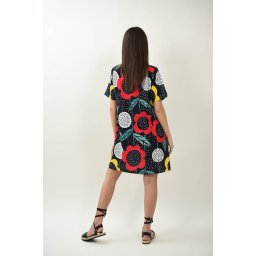 ROCHIE CASUAL URBANA CU PRINT FLORAL ABSTRACT GALANTEE TALIE UNICA Multicolora