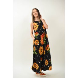 ROCHIE LUNGA FARA MANECI CU BUZUNARE BLOOM FLOAREA SOARELUI TALIE UNICA Multicolora