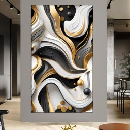Tablou Canvas Abstract Gold Wave ADF36 (Dimensiune LxH: 80x140cm)