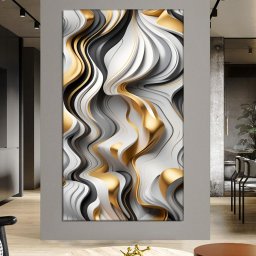 Tablou Canvas Abstract Gold Wave ADF37 (Dimensiune LxH: 90x160cm)