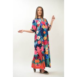 ROCHIE LUNGA CU BUZUNARE MANECA SCURTA TIP CLOPOT SPLENDIDO TALIE UNICA Multicolora