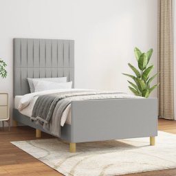 Cadru de pat cu tablie, gri deschis, 90x190 cm, textil GartenMobel Dekor
