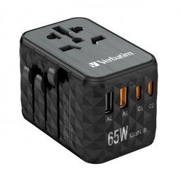 Incarcator retea Verbatim UTA-05 Universal Travel Adapter, 2x USB-C, 2x USB-A, Negru