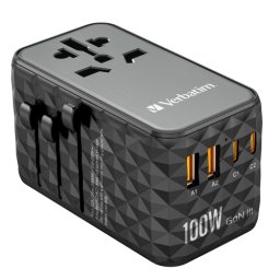 Incarcator retea Verbatim UTA-06 Universal Travel Adapter, 2x USB-C, 2x USB-A, Negru