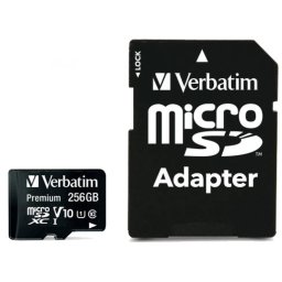 Memory Card microSDXC Verbatim Premium 256 GB, Class 10, UHS-I U1, V10 + Adaptor SD