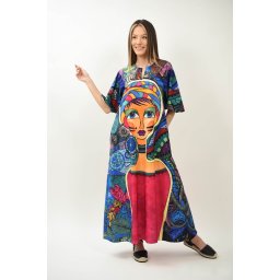 ROCHIE CANVAS CULTURA ZENY IN TIMPURI MODERNE CU DETALII VIBRANTE SI MANECI CLOPOT TALIE UNICA Multicolora
