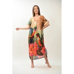 ROCHIE TROPICALA DE PLAJA SEMITRANSPARENTA - PASARI PARADIS SI FLORI MALDIVE TALIE UNICA Multicolora