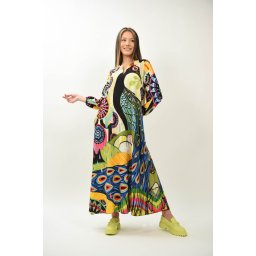 ROCHIE MAXI ELEGANTA LUNGA CU BUZUNARE MANECA LUNGA BALI TALIE UNICA Multicolora