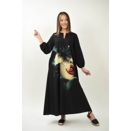 ROCHIE LUNGA CU BUZUNARE MANECA LUNGA LILY NEAGRA TALIE UNICA Multicolora