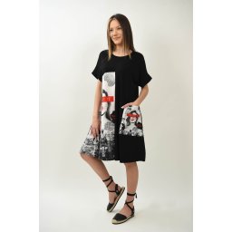 ROCHIE MIDI CU BUZUNAR APLICAT KISS ME TALIE UNICA Negru