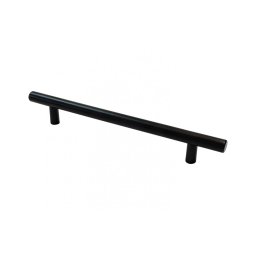 Maner metalic cilindric pentru mobilier, model FI 12, stil modern/minimalist, Distanta dintre gauri = 96 128 160 256 mm, finisaj negru mat (Distanta dintre gauri: 256 mm)