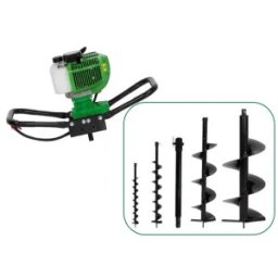 Pachet motoburghiu pamant ProGARDEN GD520-3, 2.3CP, 2 timpi, cu set burghie pamant 80, 100, 200, 300mm si prelungitor burghiu 300mm