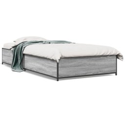 Cadru de pat, gri sonoma, 75x190 cm, lemn prelucrat si metal GartenMobel Dekor