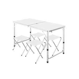 Set Masa plianta pentru camping gradina cu 4 scaune alb