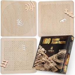 ESC WELT - 3 in 1 Puzzle din lemn pentru adulti E i copii - Joc A n aer liber E i de calatorie