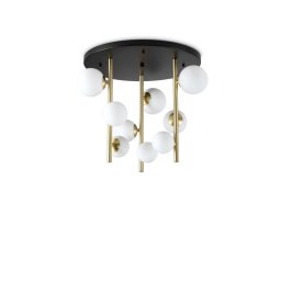 Plafoniera globuri Perlage 328423, D:50 cm, 9x4W G9 LED, metal alamă, sticlă albă