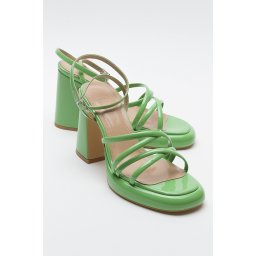 LuviShoes OPPE Green Patent Leather Women's High Heel Shoes