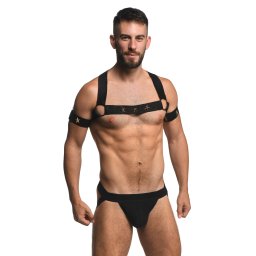 Master Series Rave Harness Elastic Chest Harness with Arm Bands L/XL