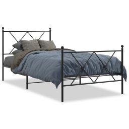Cadru pat metalic cu tablii de cap/picioare, negru, 90x190 cm GartenMobel Dekor