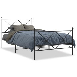Cadru pat metalic cu tablii de cap/picioare, negru, 107x203 cm GartenMobel Dekor