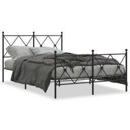 Cadru pat metalic cu tablie de cap/picioare, negru, 120x190 cm GartenMobel Dekor