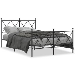 Cadru pat metalic cu tablie de cap/picioare, negru, 120x200 cm GartenMobel Dekor