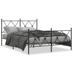 Cadru pat metalic cu tablie de cap/picioare, negru, 137x190 cm GartenMobel Dekor