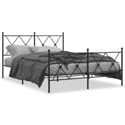 Cadru pat metalic cu tablie de cap/picioare, negru, 140x200 cm GartenMobel Dekor