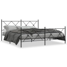 Cadru pat metalic cu tablii de cap/picioare, negru, 183x213 cm GartenMobel Dekor