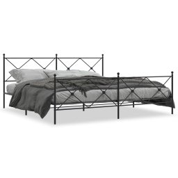 Cadru pat metalic cu tablii de cap/picioare, negru, 193x203 cm GartenMobel Dekor