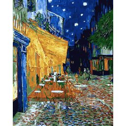 Set pictura pe numere, cu sasiu, Terasa cafenelei noaptea - Van Gogh, 40x50 cm