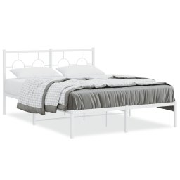 Cadru de pat metalic cu tablie, alb, 135x190 cm GartenMobel Dekor