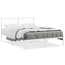 Cadru de pat metalic cu tablie, alb, 140x190 cm GartenMobel Dekor