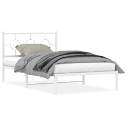 Cadru de pat metalic cu tablie de cap/picioare, alb, 107x203 cm GartenMobel Dekor