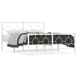 Cadru de pat metalic cu tablie de cap/picioare, alb, 140x190 cm GartenMobel Dekor