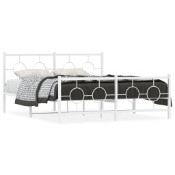 Cadru de pat metalic cu tablie, alb, 150x200 cm GartenMobel Dekor