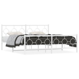 Cadru de pat metalic cu tablie de cap/picioare, alb, 180x200 cm GartenMobel Dekor