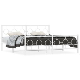 Cadru de pat metalic cu tablie de cap/picioare, alb, 183x213 cm GartenMobel Dekor