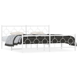 Cadru de pat metalic cu tablie de cap/picioare, alb, 193x203 cm GartenMobel Dekor