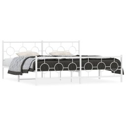 Cadru de pat metalic cu tablie, alb, 200x200 cm GartenMobel Dekor