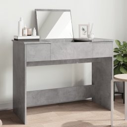Masa de toaleta cu oglinda, gri beton, 100x45x76 cm GartenMobel Dekor