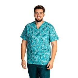 OUTLET Halat medical imprimat Green Army, model barbati, cu trei buzunare aplicate