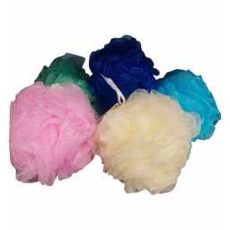 Burete de baie rotund tip puf, Elina Med, 50g, Culori Mixte (Verde, Albastru, Roz, Galben)