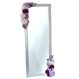 Oglinda miresei lucrata cu flori de matase, mov - ILIF404022