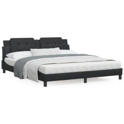 Pat cu saltea, negru, 180x200 cm, piele ecologica GartenMobel Dekor
