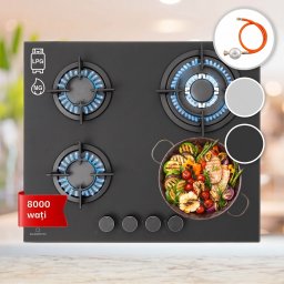 Klarstein Firetale plită pe gaz 4 arzătoare 60 cm arzător din aluminiu, inclus furtun și regulator de presiune (CP11-Firetale4-BK)
